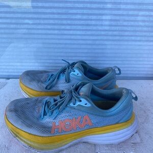 Hoka One One Bounding 8 Women’s Blue and Mustard Athletic Sneakers Size 10B
